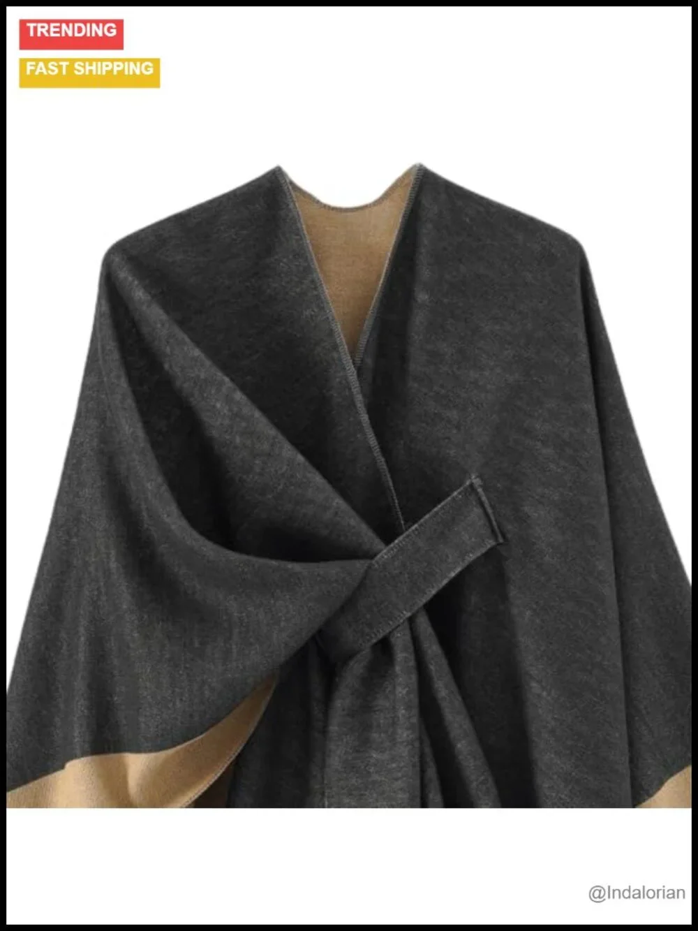 Women's Plaid Poncho Shawl Wrap Ruana Cape Oversized Cozy Cardigan Open Front